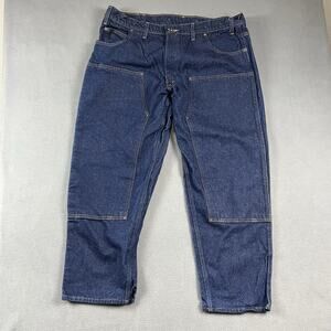 Vintage Prison Blue Jeans Mens 44X30 Double Knee Denim Outdoor Workwear